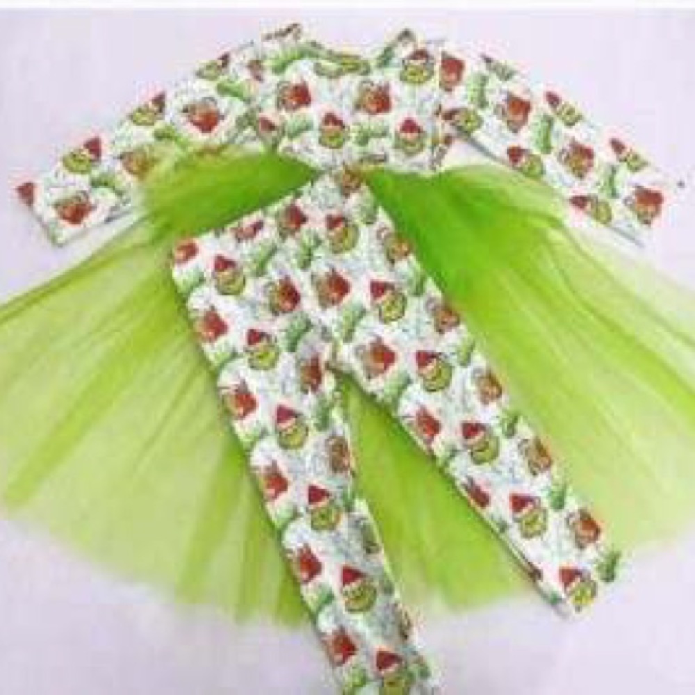 Christmas 🎄 Grinch tutu cute leggings set outfit - Picture 11 of 11